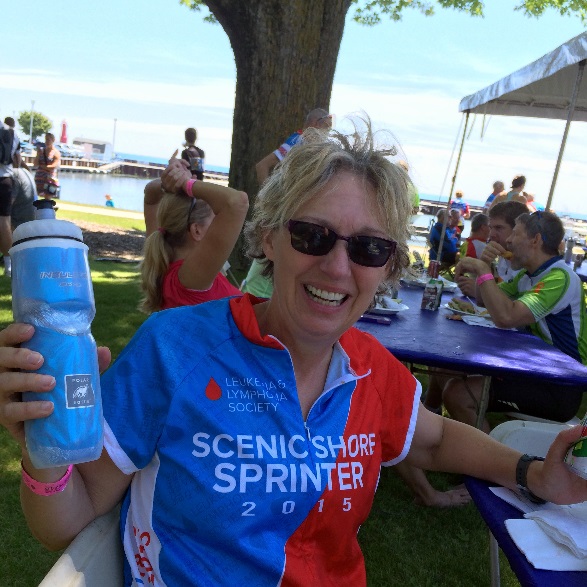 Congratulations to our neighbor Nancy McVary for completing the Scenic Shore 150 bike ride from Mequon to Sturgeon Bay, helping raise money for the Leukemia & Lymphoma Society